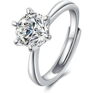 1 Carat Moissanite Engagement Ring Wedding Promise Platinum
